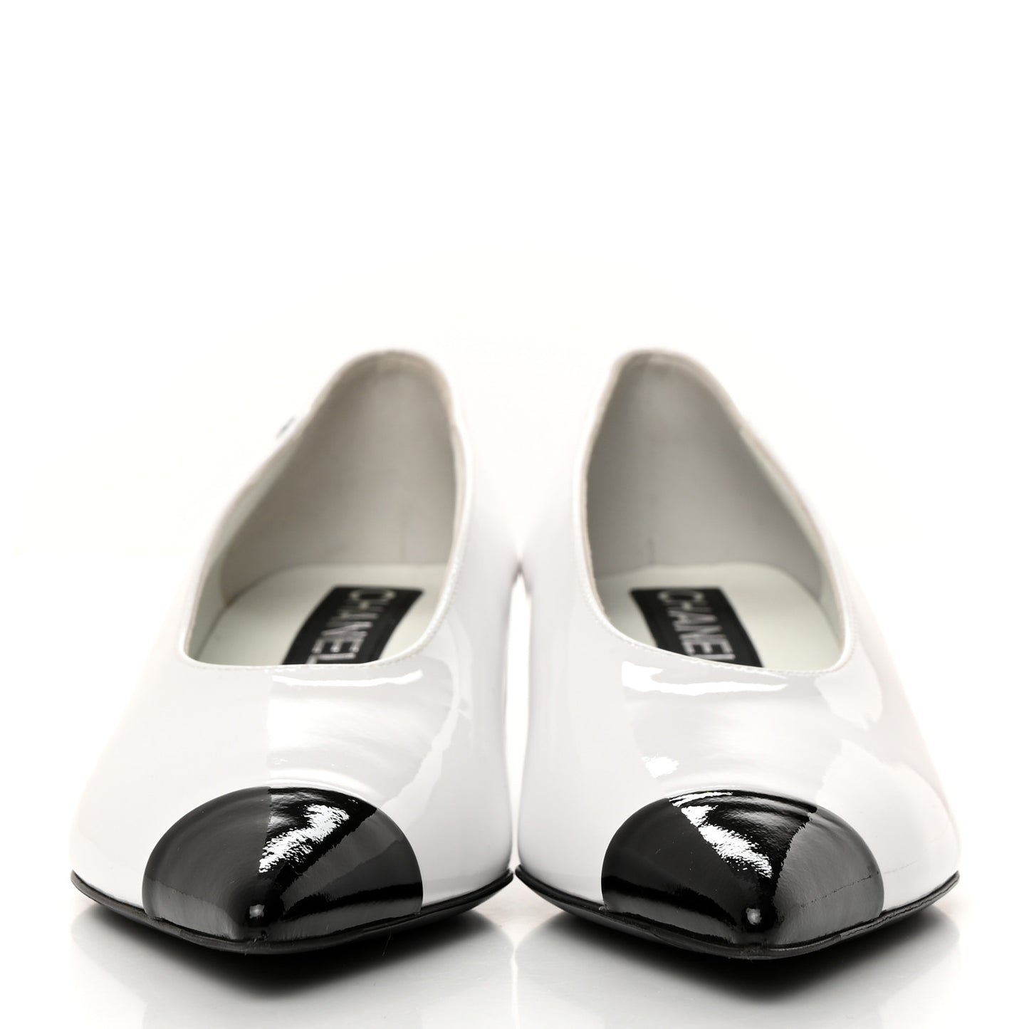 Patent Calfskin Pumps 36.5 White Black