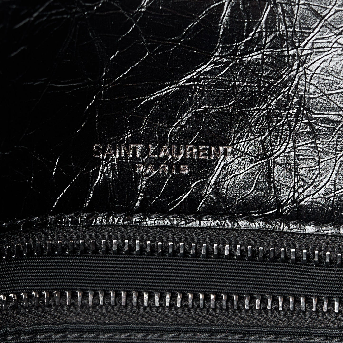 Crinkled Calfskin Matelasse Monogram Medium Niki Chain Satchel Black