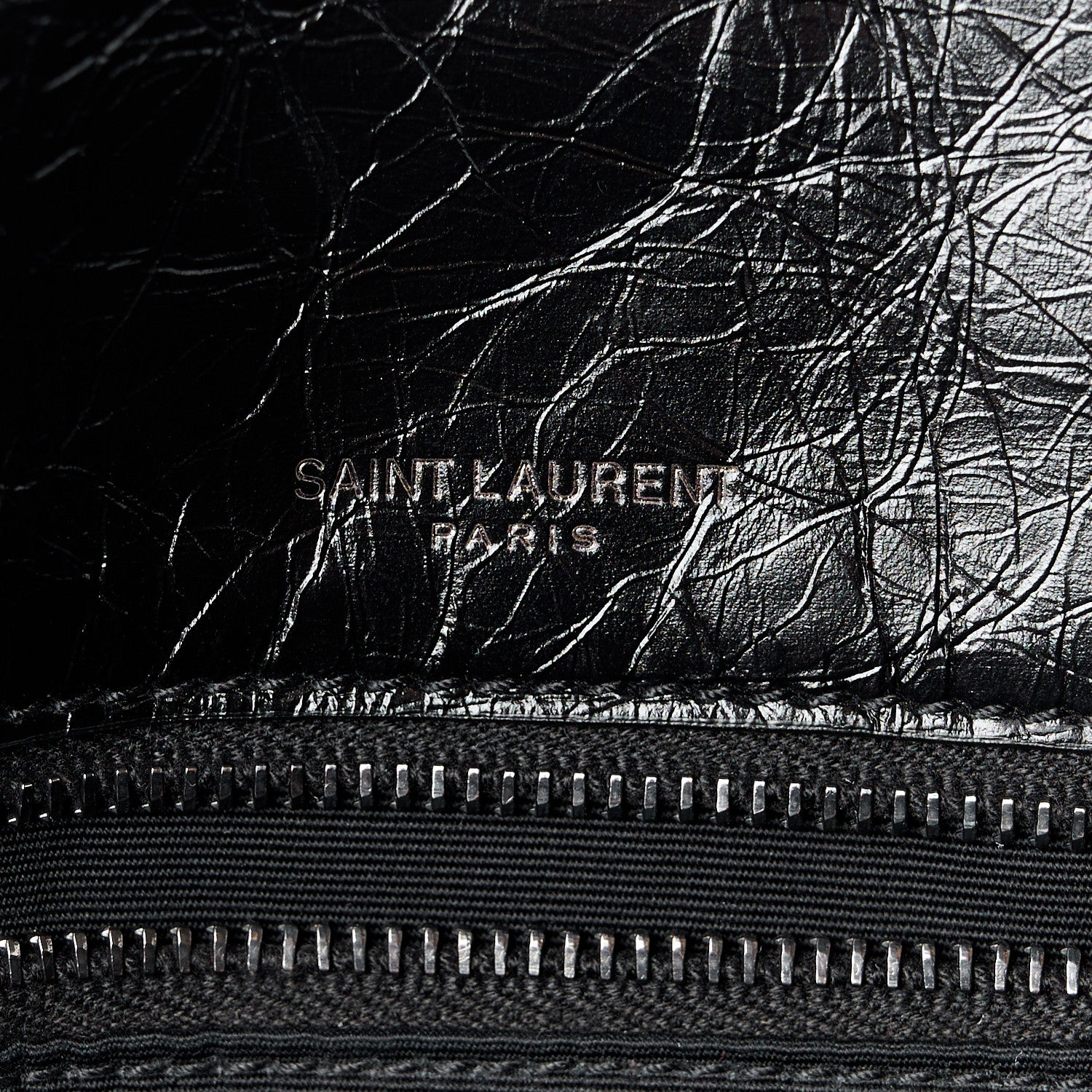 Saint Laurent Crinkled Calfskin Matelasse Monogram Medium Niki Chain Satchel Black 7 of 11