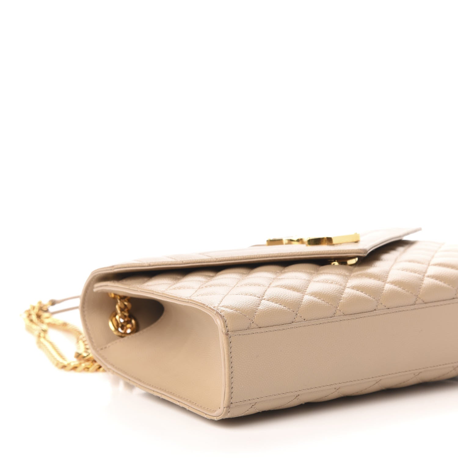 Saint Laurent Grain De Poudre Textured Mixed Matelasse Medium Triquilt Monogram Satchel Dark Beige 9 of 11