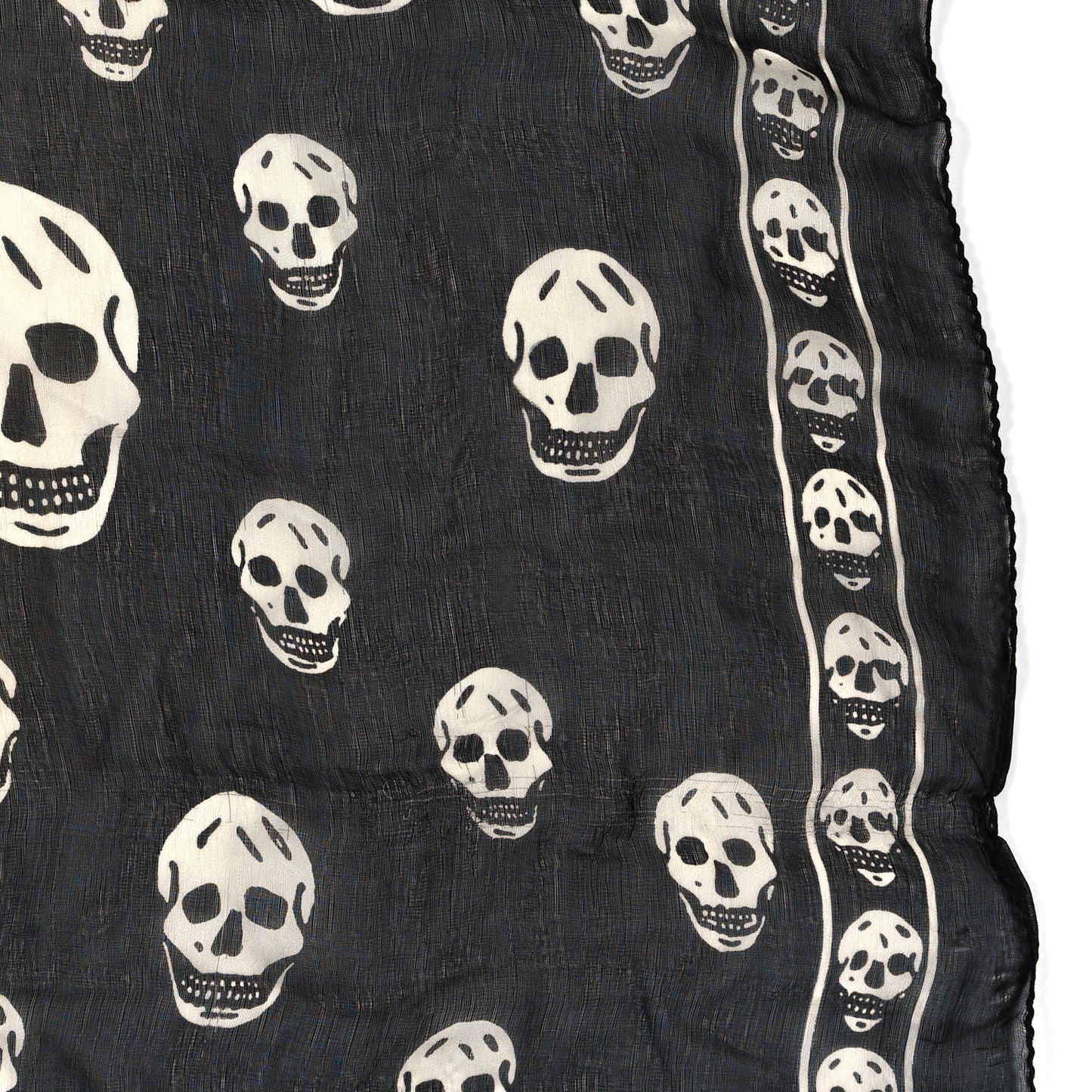 Silk Chiffon Skull Scarf Black Ivory