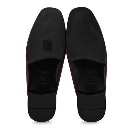 Prada Suede Metal Triangle Logo 10mm Loafer Mules 38.5 Bordeaux 6 of 9