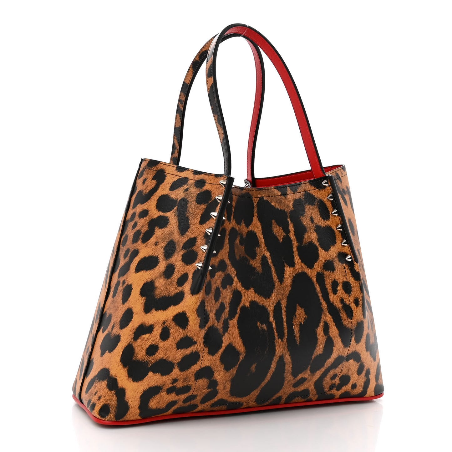 Calfskin Empire Leopard Print Spiked Cabarock Shopper Tote Spicy
