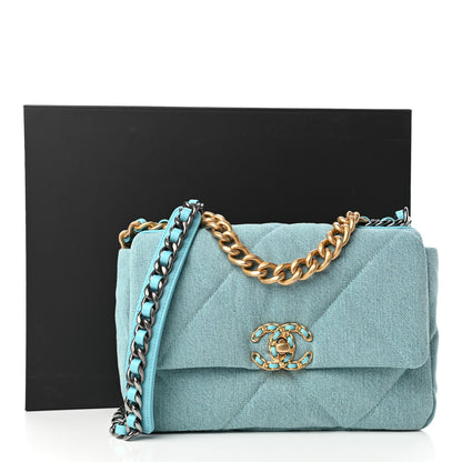 Chanel Denim Quilted Medium Chanel 19 Flap Neon Blue 10 of 10