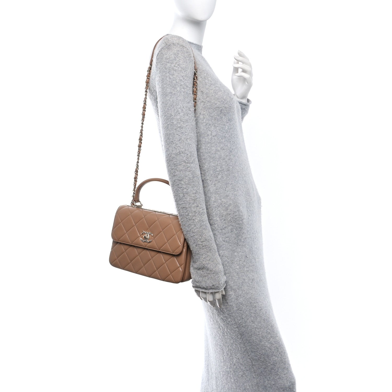 Chanel Lambskin Quilted Small Trendy CC Dual Handle Flap Bag Dark Beige 2 of 10