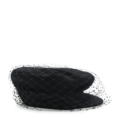 Christian Dior Cotton Canvas Arty Cap with Veil 58 Black 5 of 8