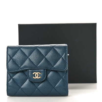 Chanel Caviar Quilted Compact Flap Wallet Navy 10 of 10