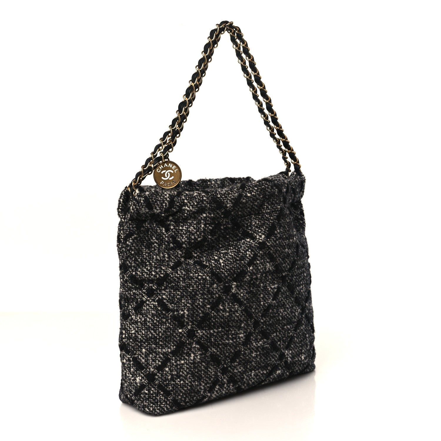 Chanel Tweed Quilted Chanel 22 Black Ecru 4 of 11