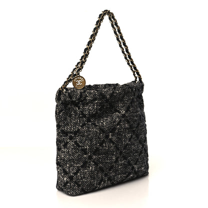 Chanel Tweed Quilted Chanel 22 Black Ecru 4 of 11