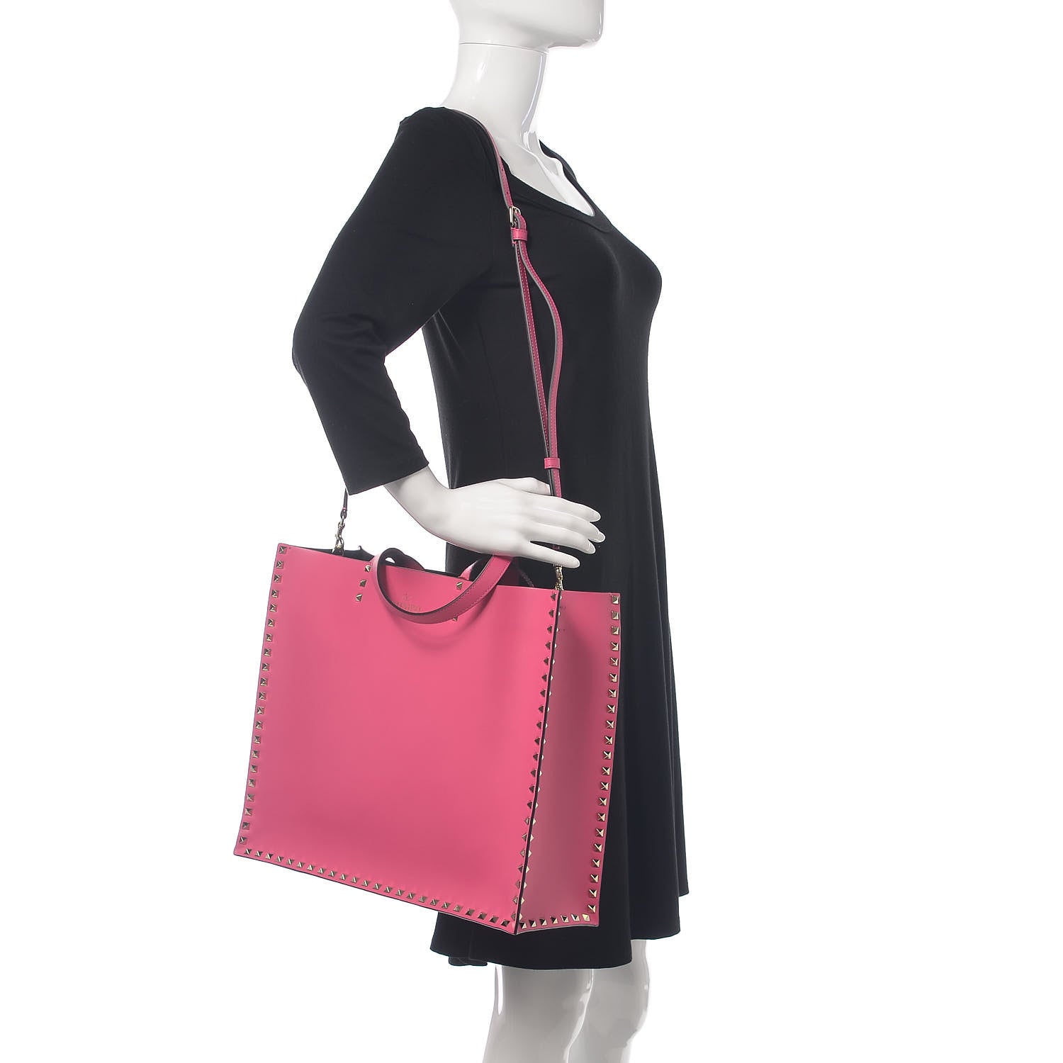 Valentino Garavani Calfskin Rockstud Vertical Tote Peony 2 of 8