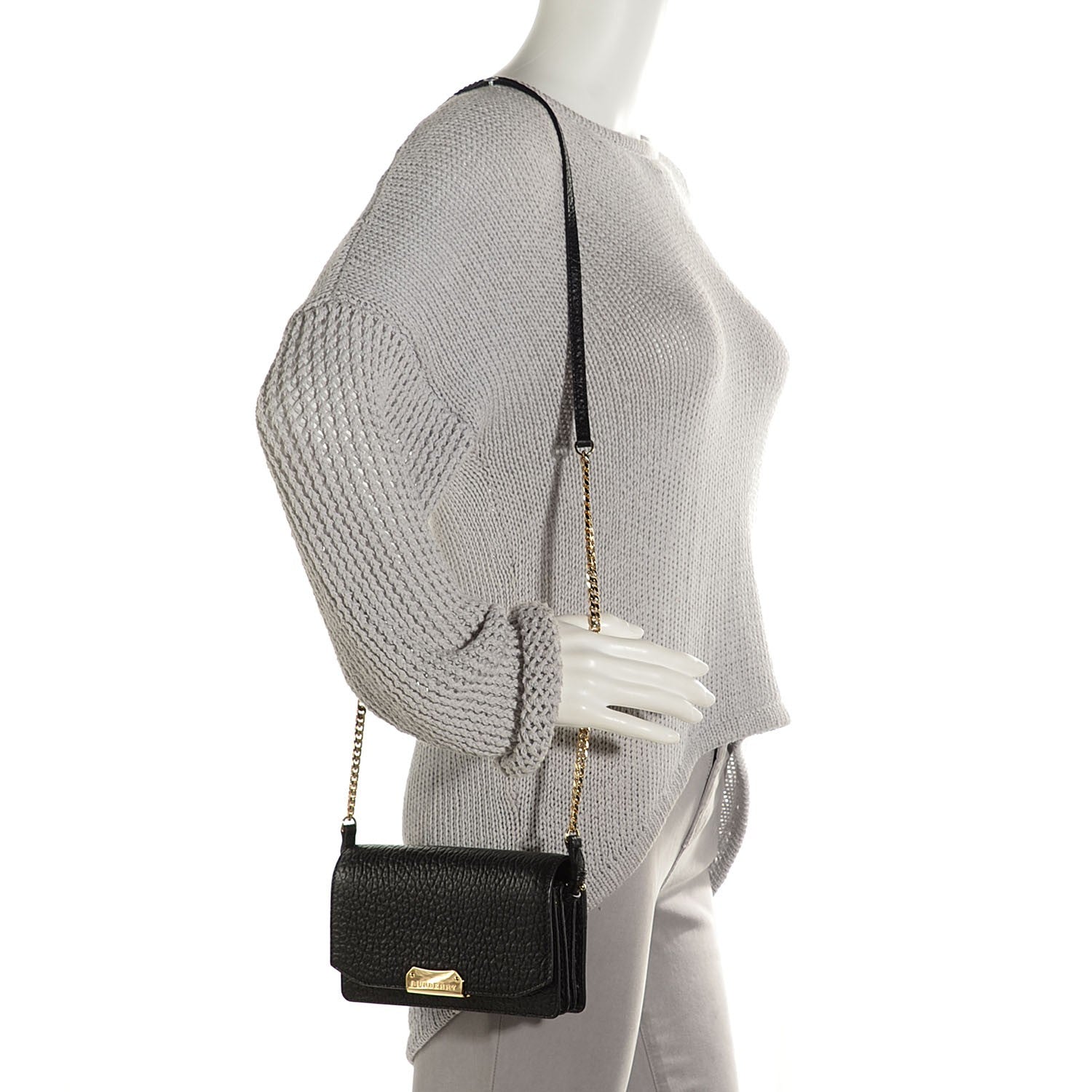 Burberry Pebbled Leather Madison Clutch Black 2 of 8