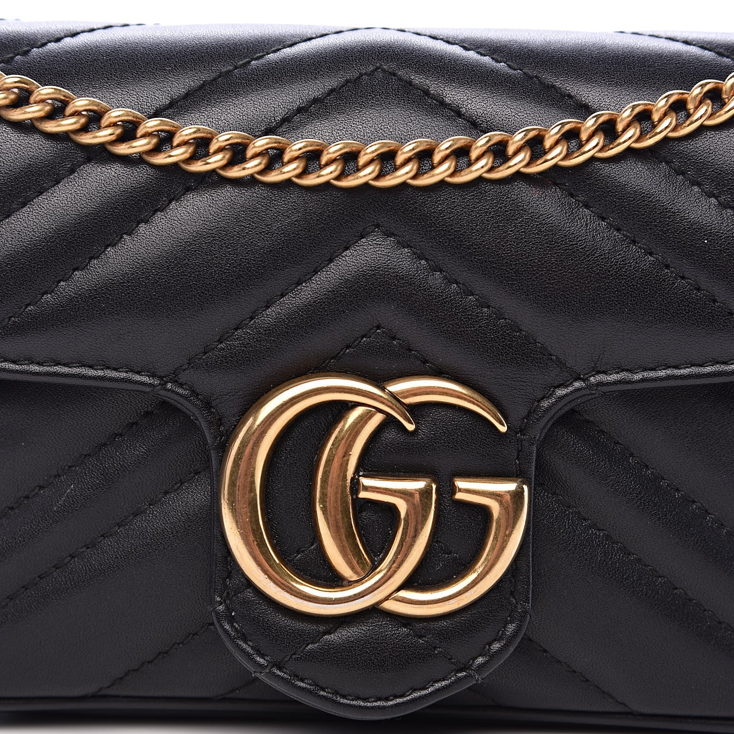 Gucci Calfskin Matelasse Super Mini GG Marmont Shoulder Bag Black 10 of 14