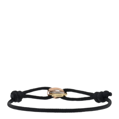 18K Pink Yellow White Gold Trinity Adjustable Cord Bracelet Black