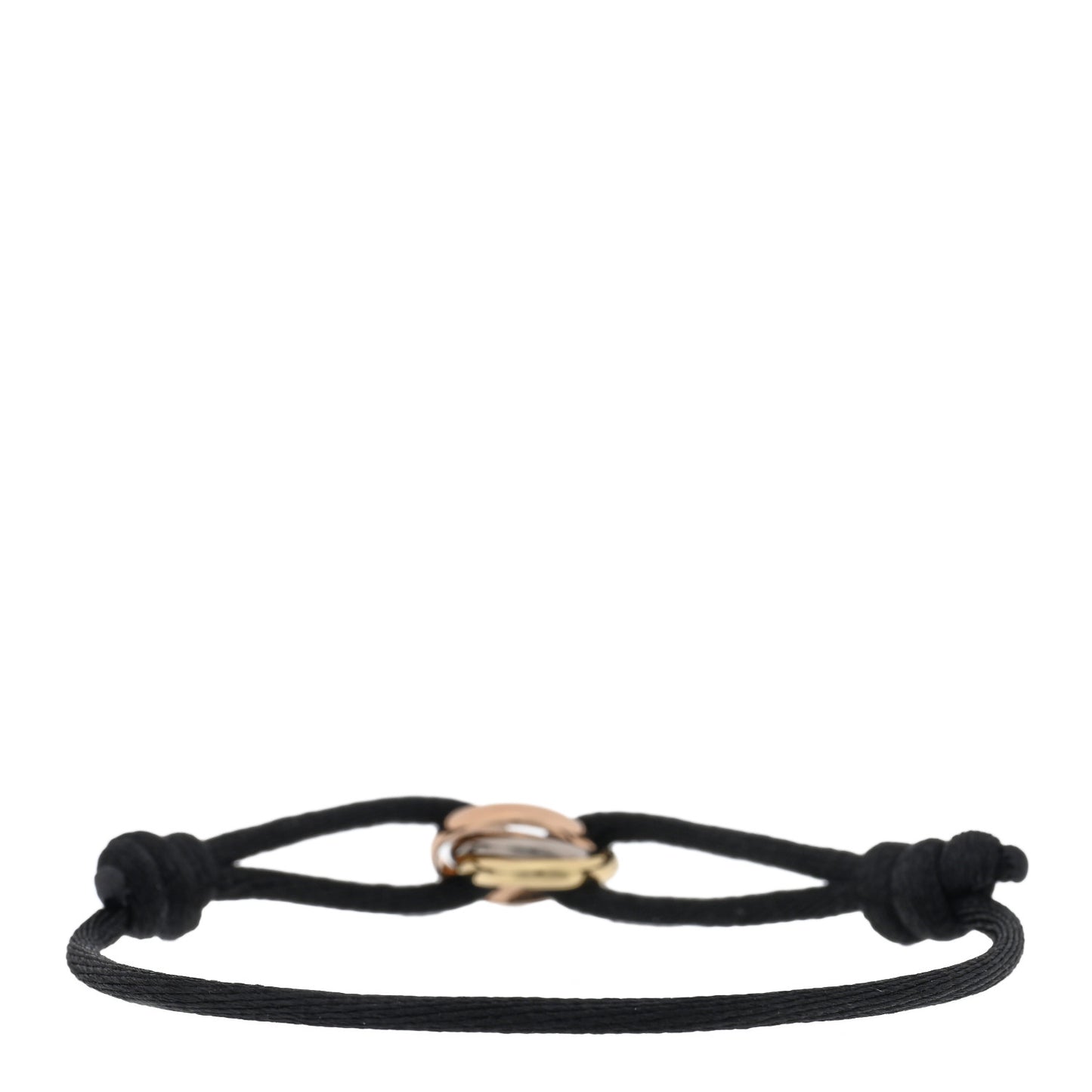 18K Pink Yellow White Gold Trinity Adjustable Cord Bracelet Black