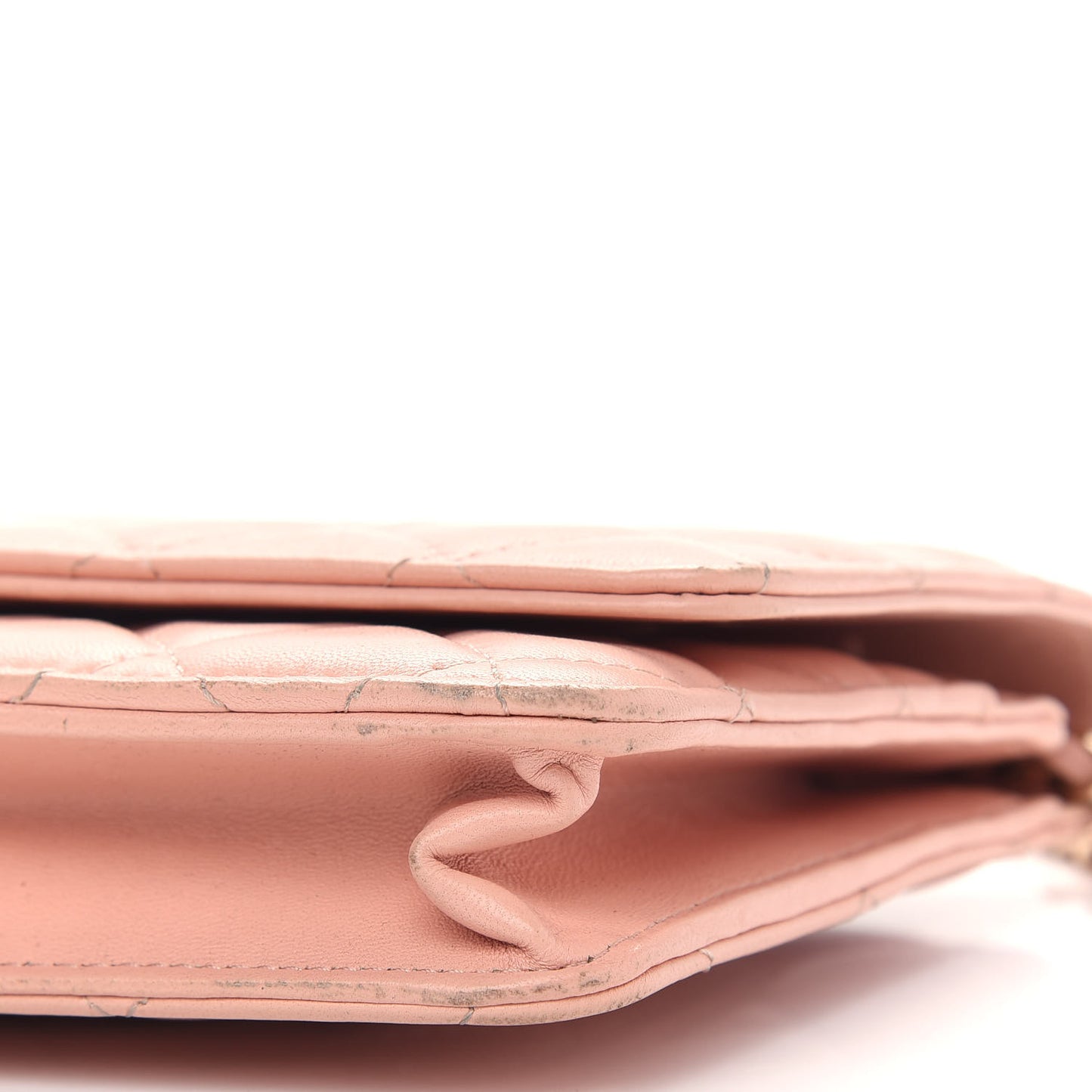 Lambskin Quilted Wallet on Chain WOC Pink
