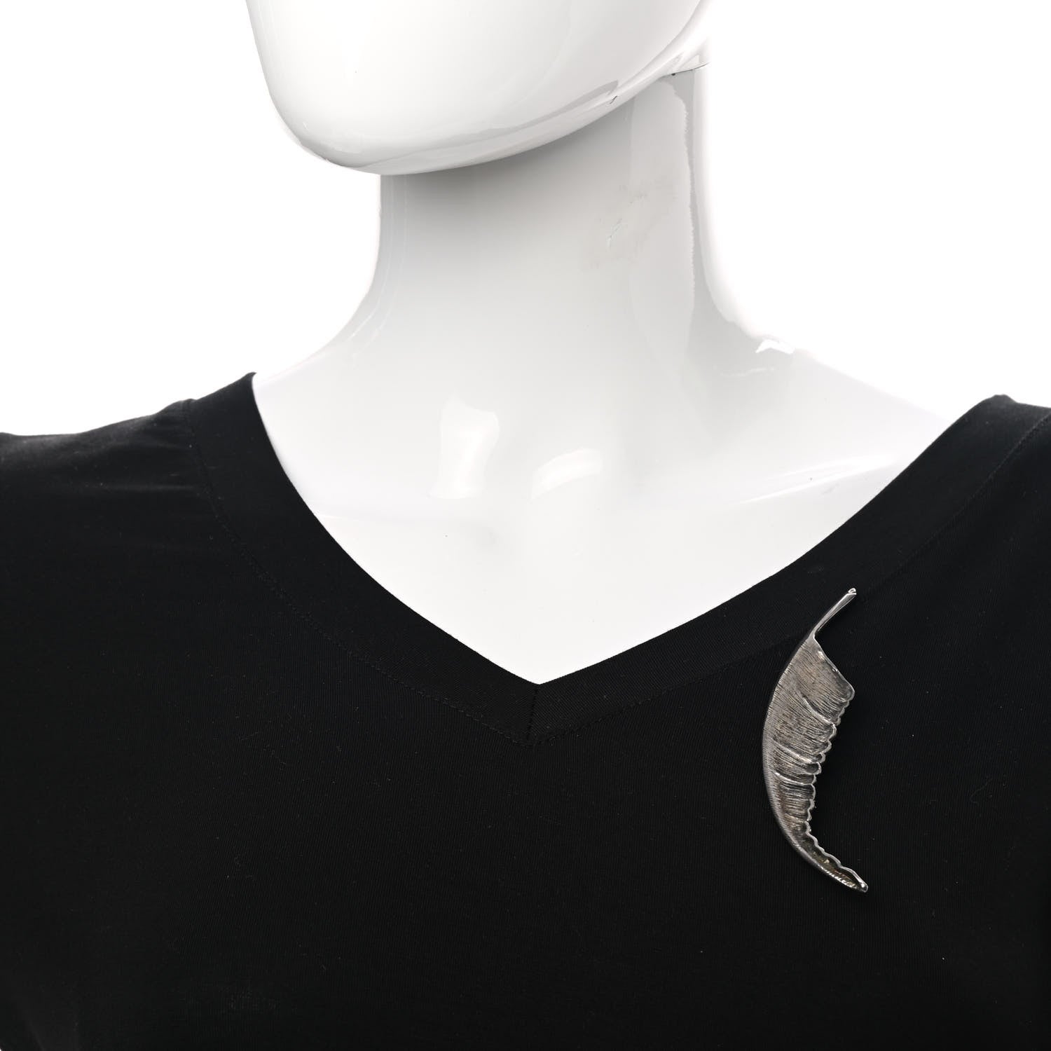 Saint Laurent Brass Leaf Brooch Silver 2 of 7