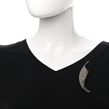 Saint Laurent Brass Leaf Brooch Silver 2 of 7