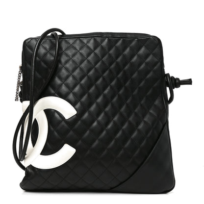 Chanel Calfskin Quilted Large Cambon Messenger Black White 1 of 10