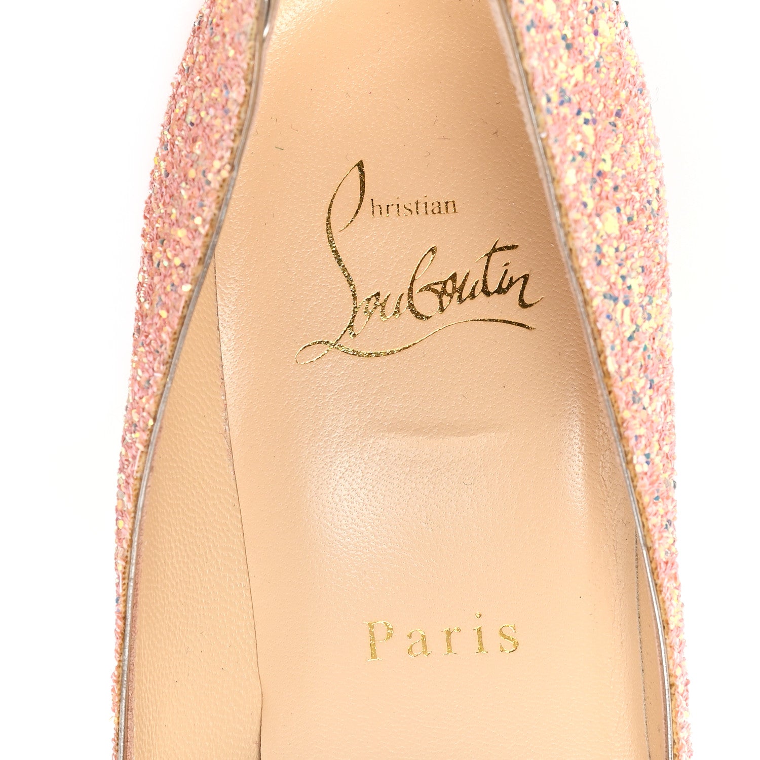 Christian Louboutin Patent Glitter Iriza 100 Pumps 37.5 Peach 8 of 9