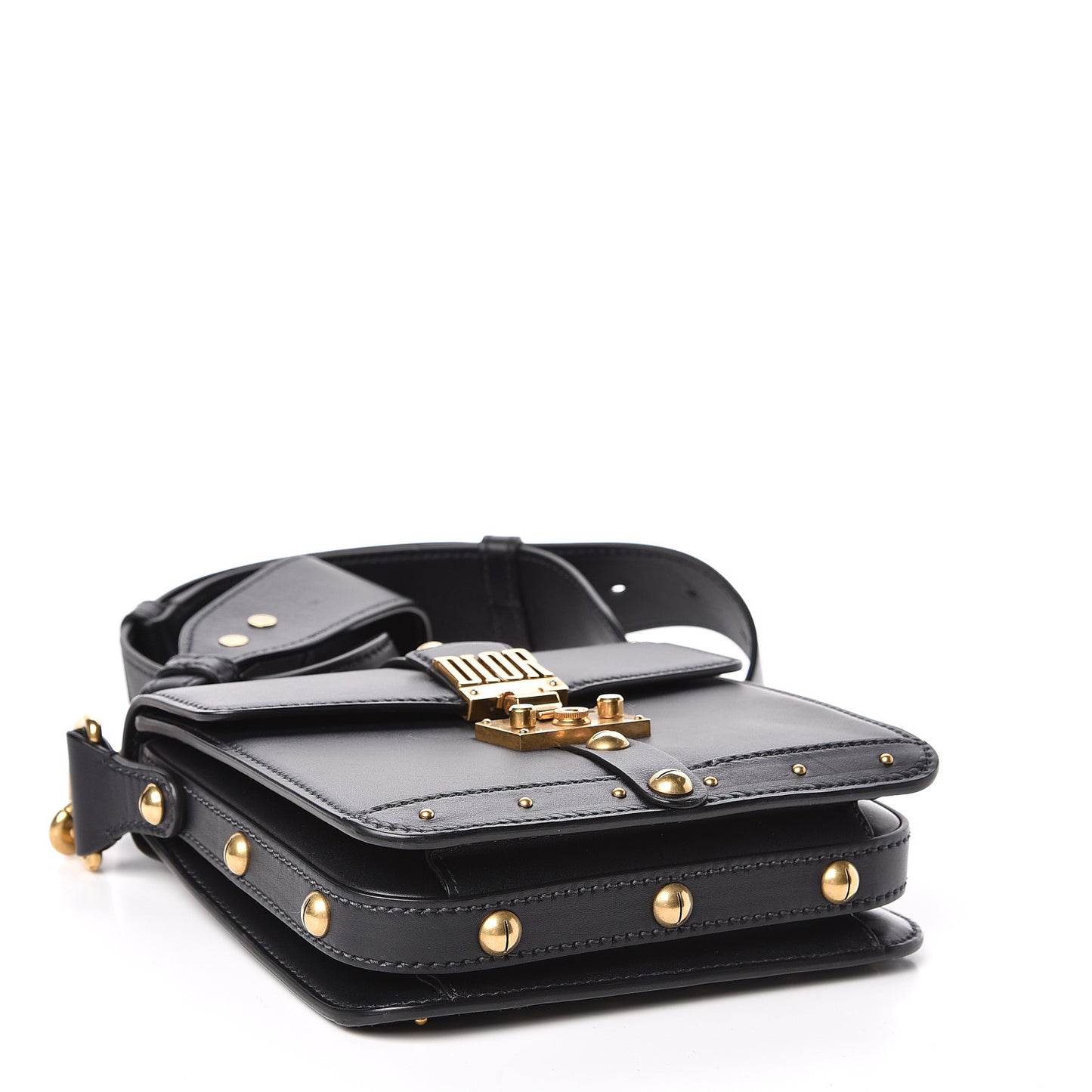 Calfskin Studded Square Dioraddict Flap Black