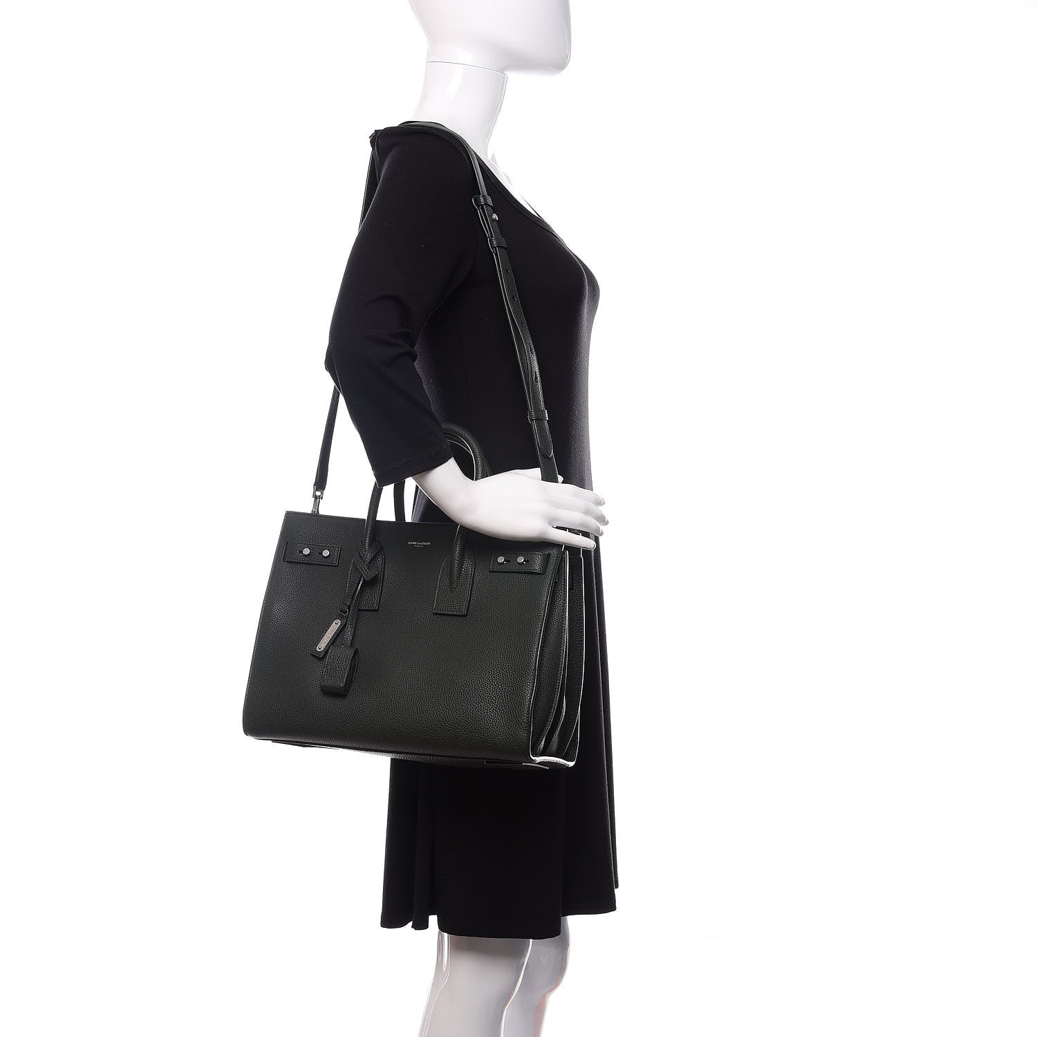 Saint Laurent Grained Calfskin Small Supple Sac De Jour Dark Vert 2 of 14