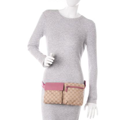 Gucci GG Monogram Web Double Pocket Belt Bag Pink 2 of 7