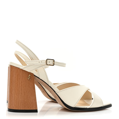 Jimmy Choo Calfskin Joya 85mm Sandals 37 Ivory 4 of 11