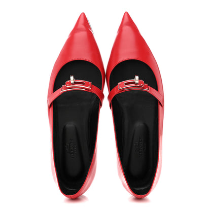 Hermes Calfskin Kelly Ballet Flats 36.5 Rouge Vif 2 of 10