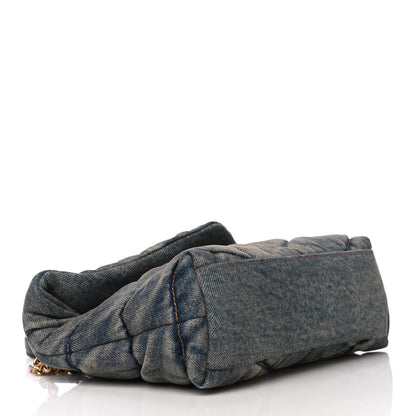 Saint Laurent Denim Quilted Toy Loulou Puffer Monogram Chain Satchel Blue Black 4 of 9