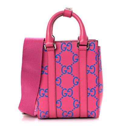 Gucci Calfskin GG Tennis Embossed Mini Tote Bag Modern Fuchsia Modern Blue 1 of 10