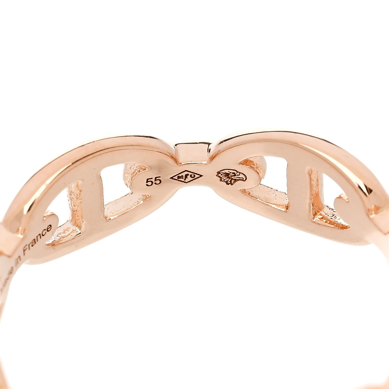 Hermes 18K Rose Gold PM Chaine d'Ancre Enchainee Ring 55 7.25 5 of 6