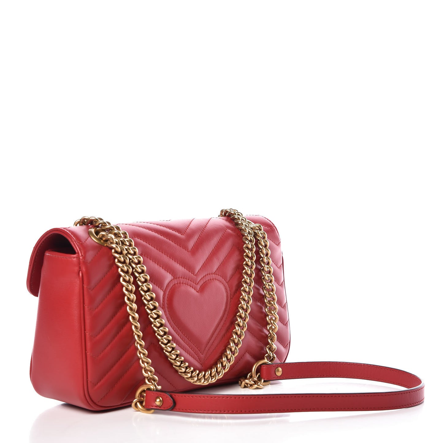 Calfskin Matelasse Small GG Marmont Shoulder Bag Hibiscus Red