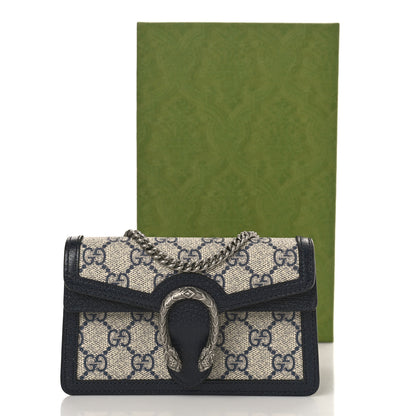 Gucci GG Supreme Monogram Textured Dollar Calfskin Super Mini Dionysus Shoulder Bag Beige Blue 9 of 9