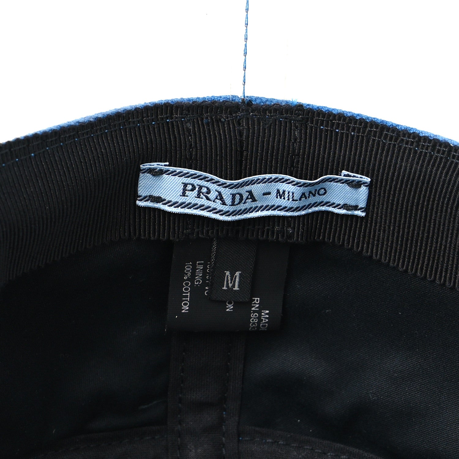 Prada Canapa PVC Metal Triangle Logo Womens Bucket Hat M Blue 7 of 7