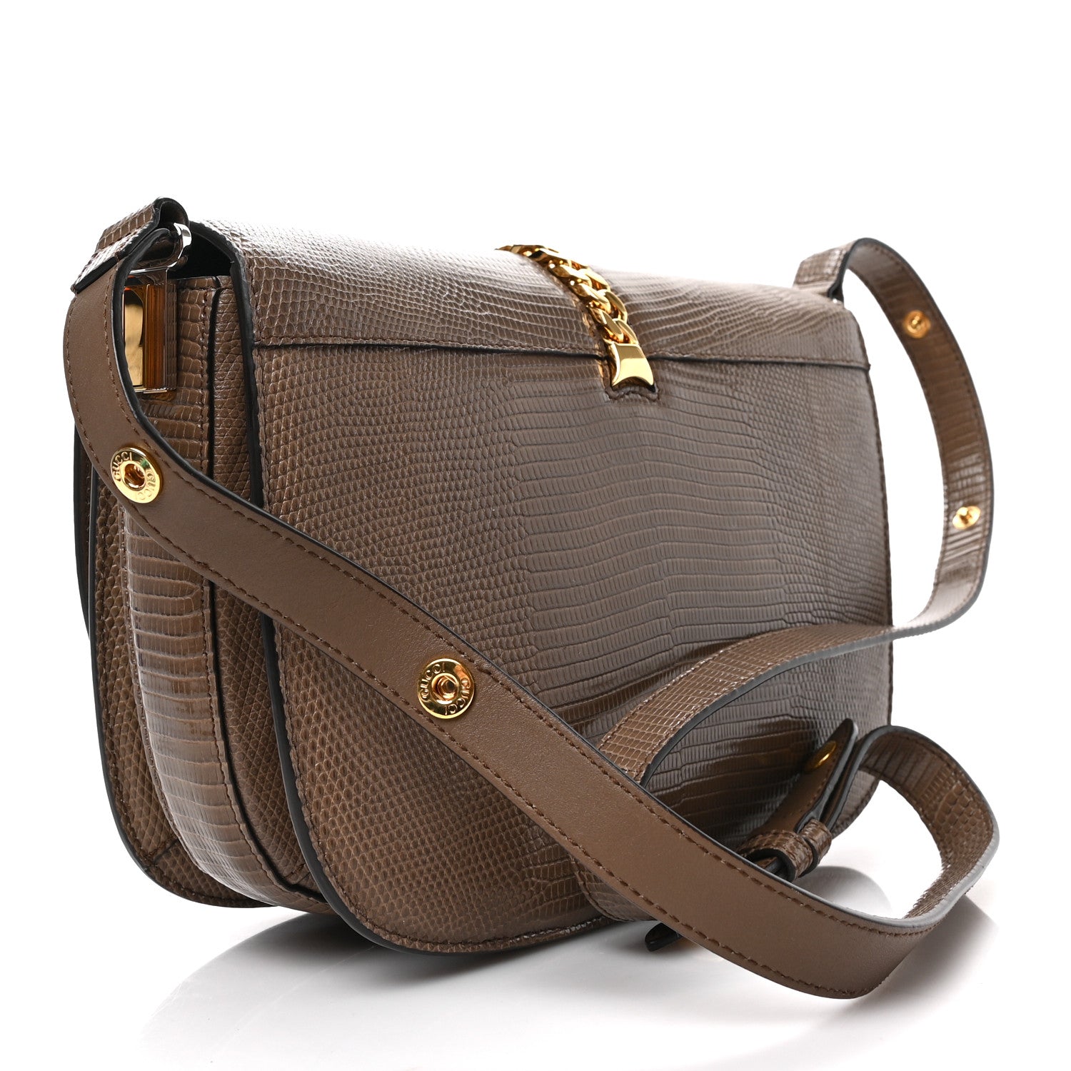 Gucci Lizard Small Sylvie 1969 Messenger Bag Taupe 3 of 8