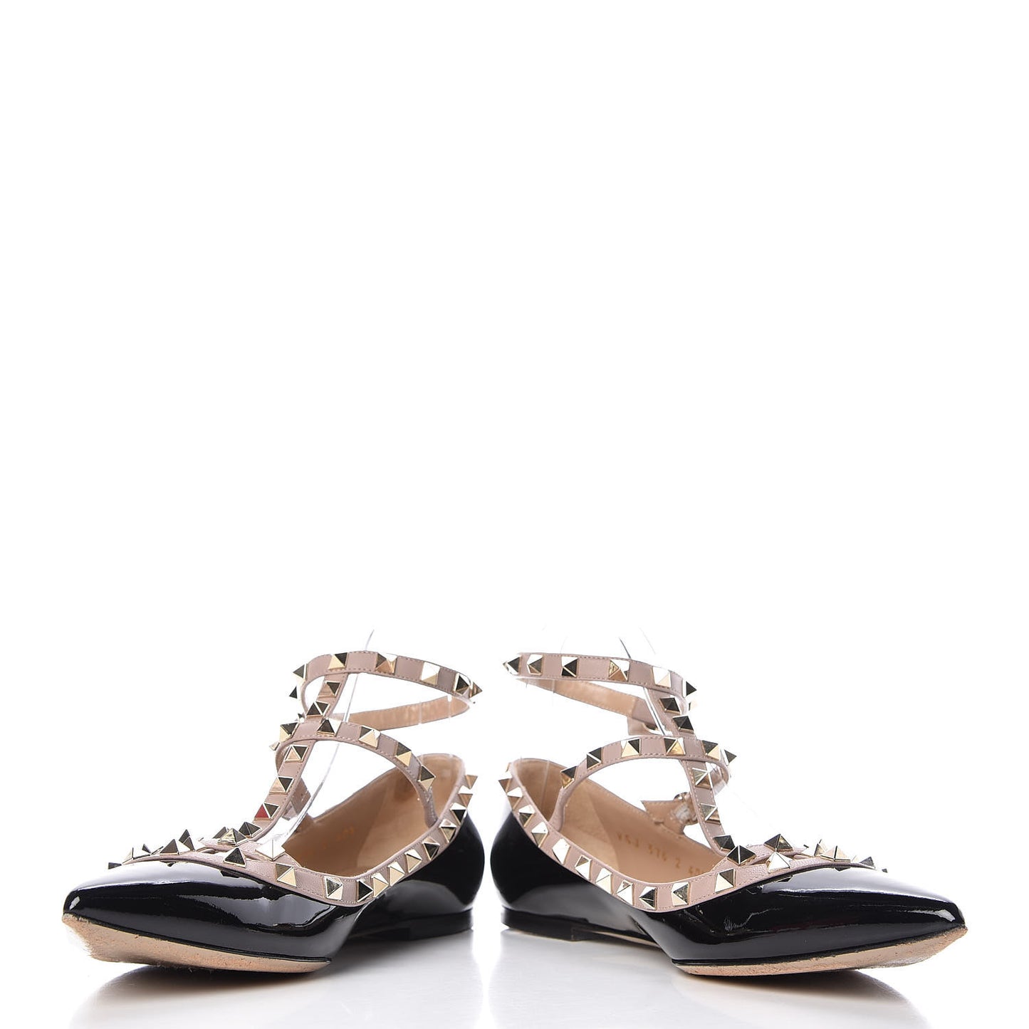 Patent Rockstud Cage Ballerina Flats 40.5 Black Poudre