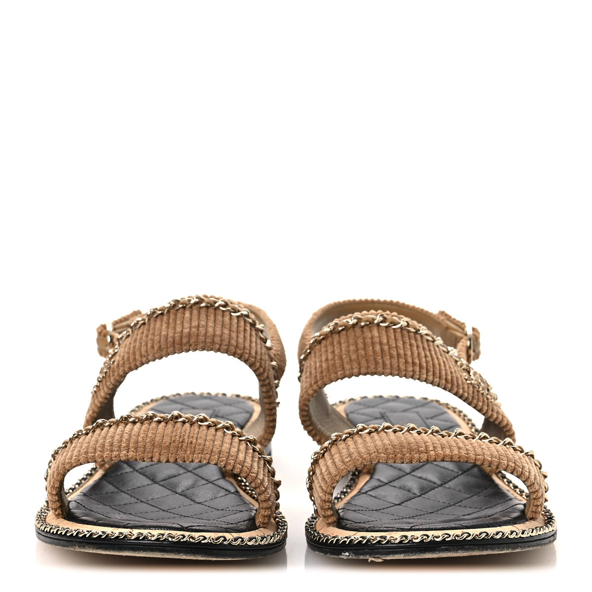 Corduroy Chain CC Sandal 40.5 Dark Beige