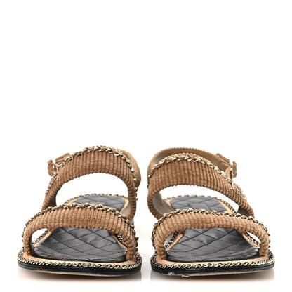 Chanel Corduroy Chain CC Sandal 40.5 Dark Beige 3 of 11