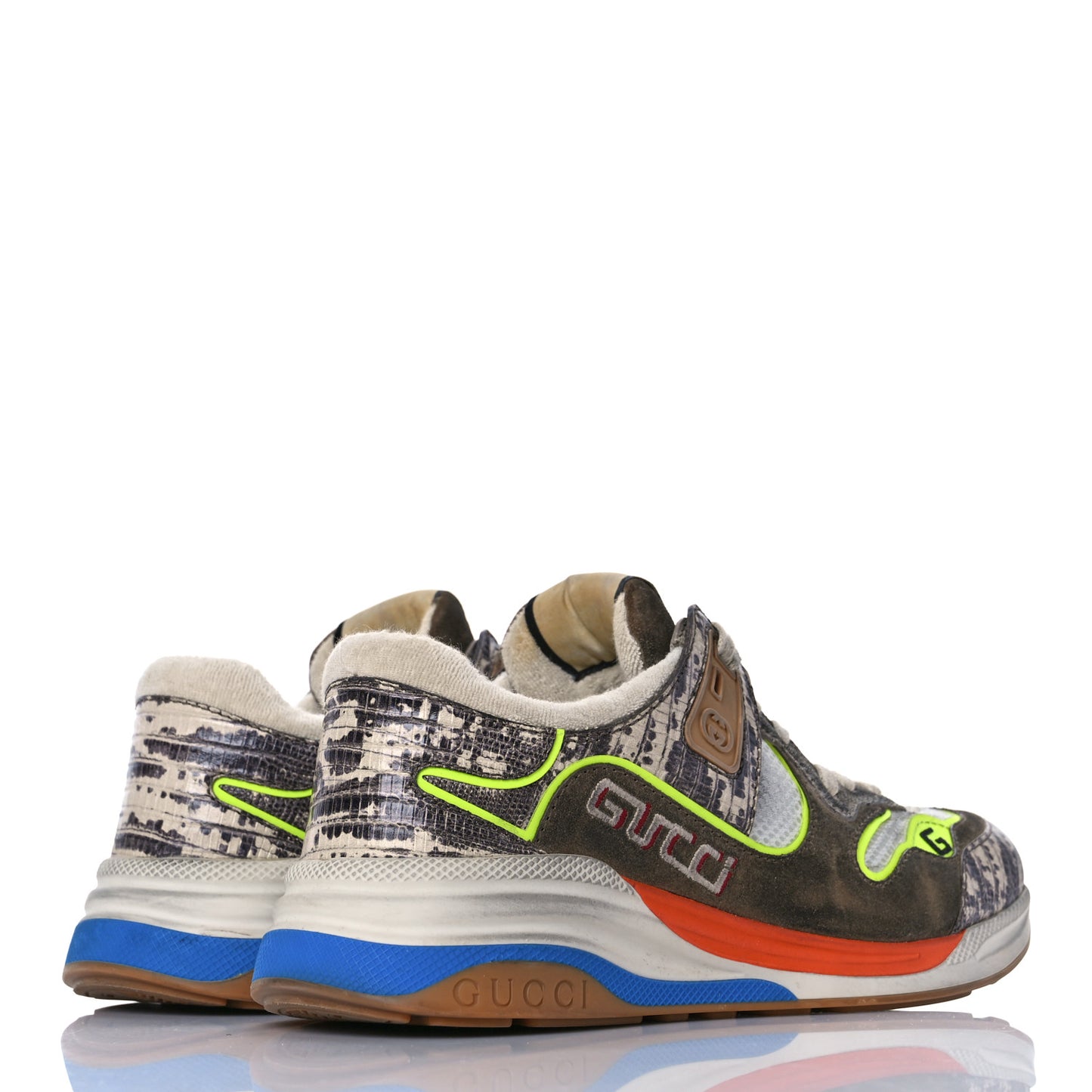 Suede Calfskin Tejus Printed Mens Ultrapace Sneakers 7.5 Natural Ardesia Neon Yellow