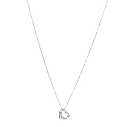 Tiffany Sterling Silver Elsa Peretti 11mm Open Heart Pendant Necklace 1 of 7