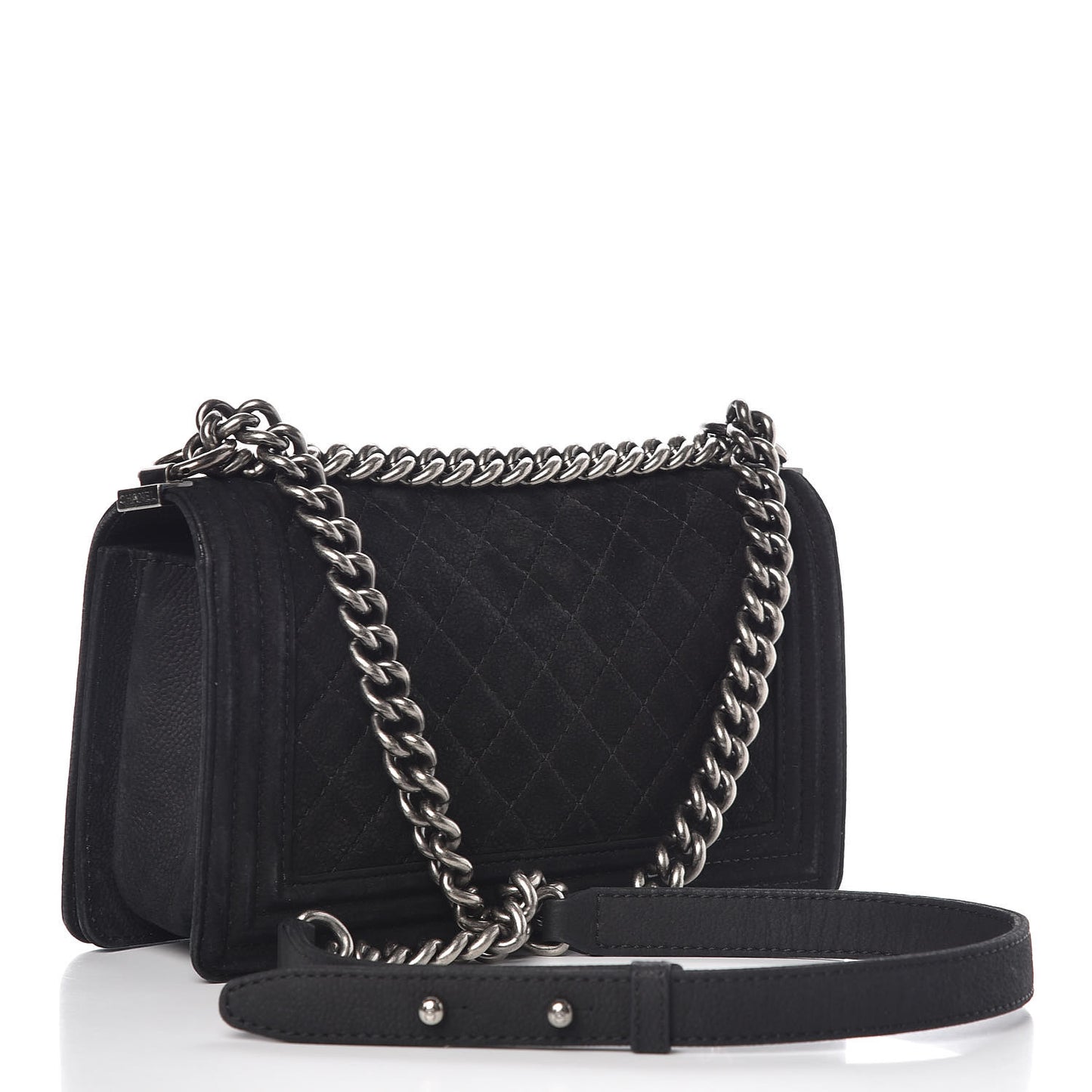Iridescent Caviar Quilted Medium Boy Flap Black