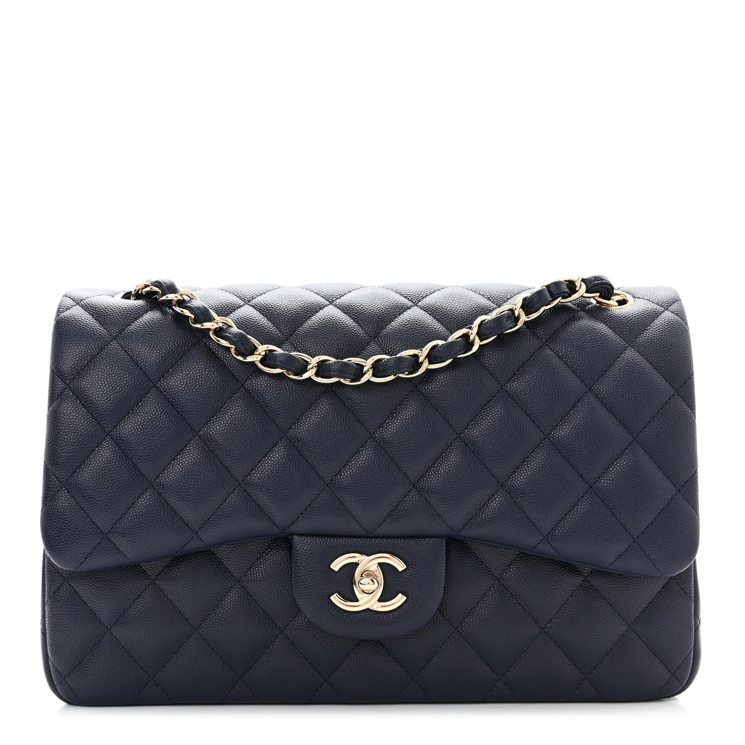 Chanel Caviar Quilted Jumbo Double Flap Navy Blue 1 of 10