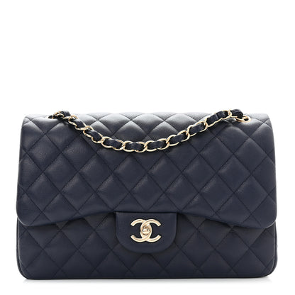 Chanel Caviar Quilted Jumbo Double Flap Navy Blue 1 of 10