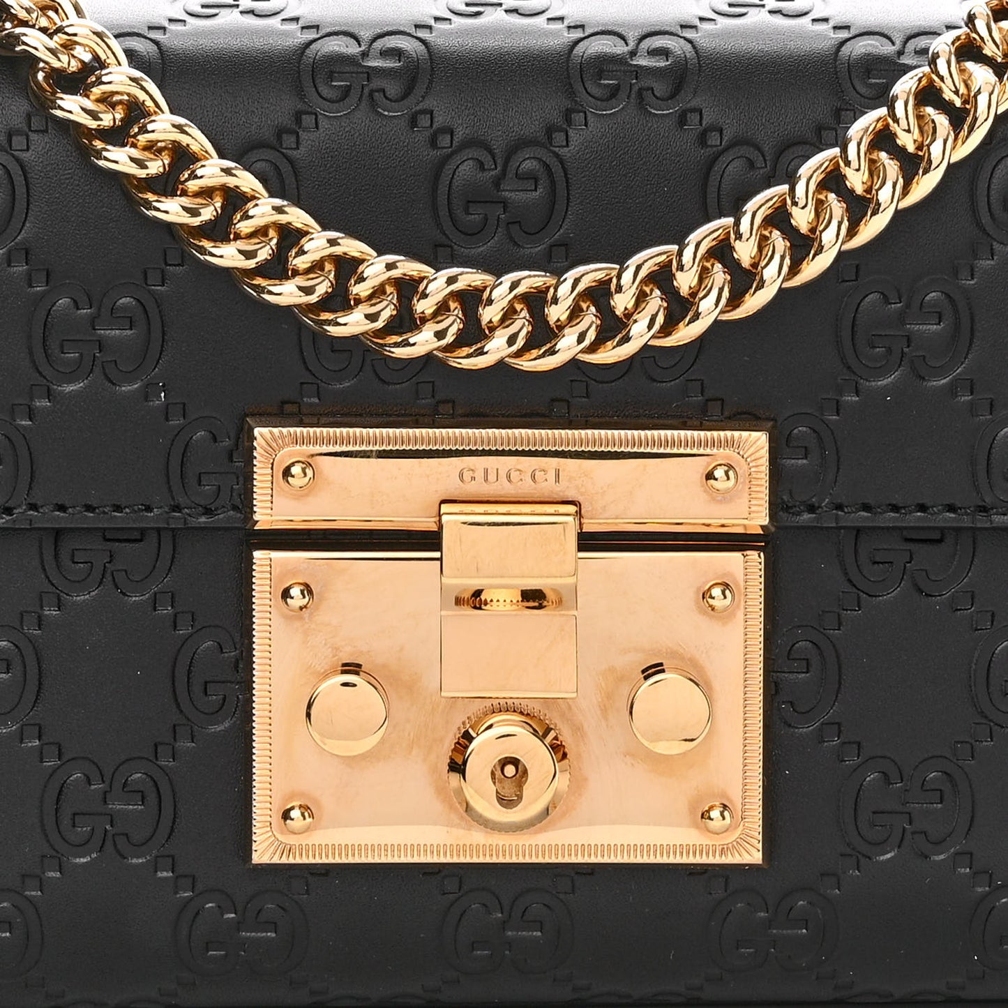 Guccissima Small Padlock Shoulder Bag Black