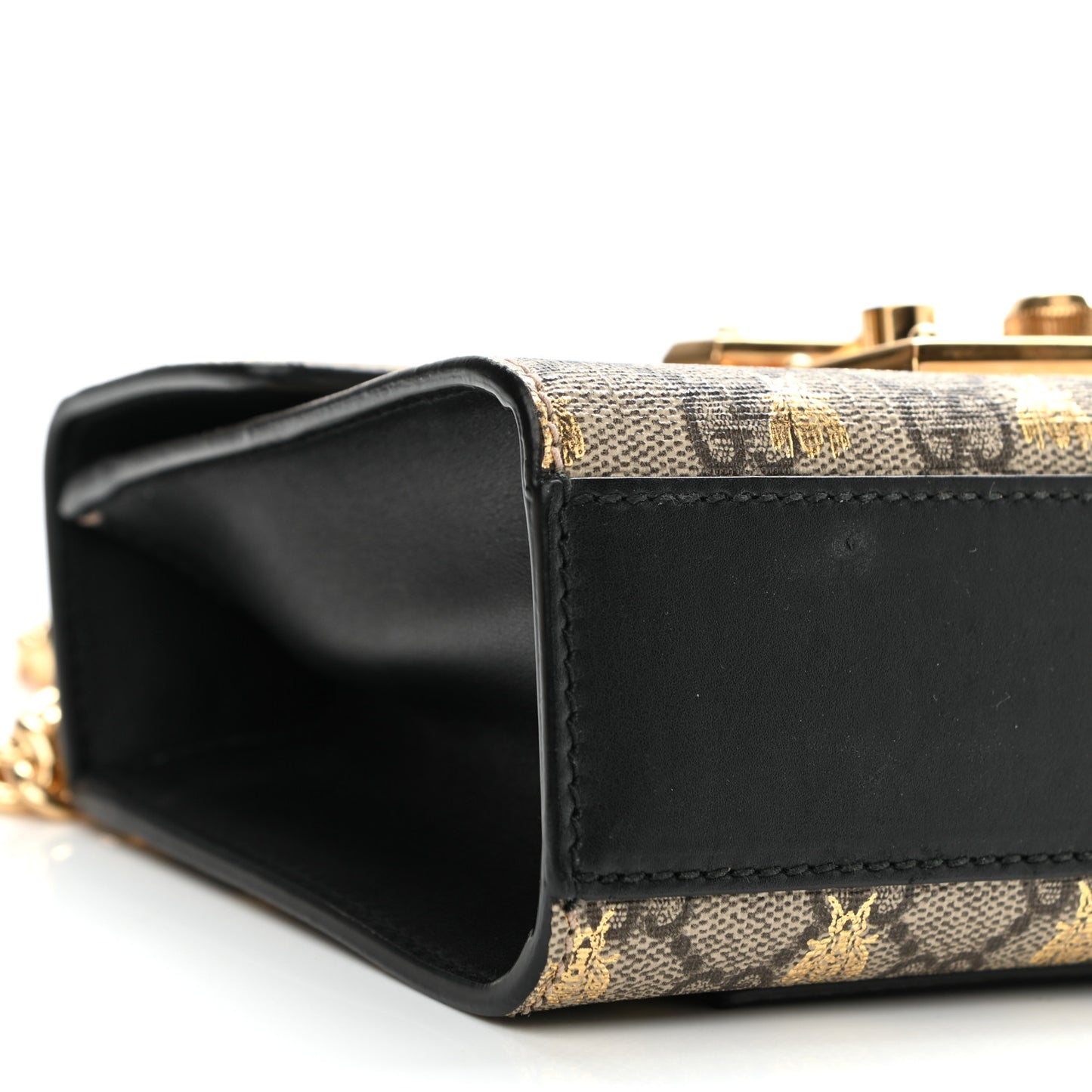 GG Supreme Monogram Bees Small Padlock Shoulder Bag Black