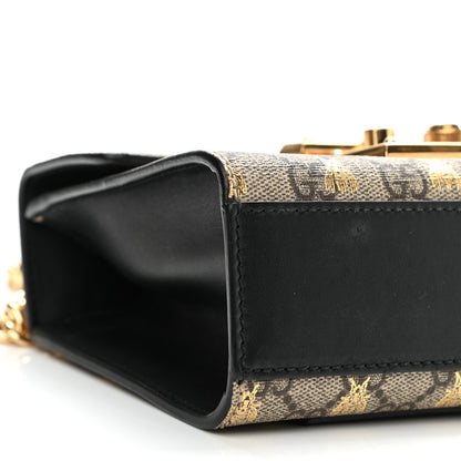 Gucci GG Supreme Monogram Bees Small Padlock Shoulder Bag Black 9 of 10