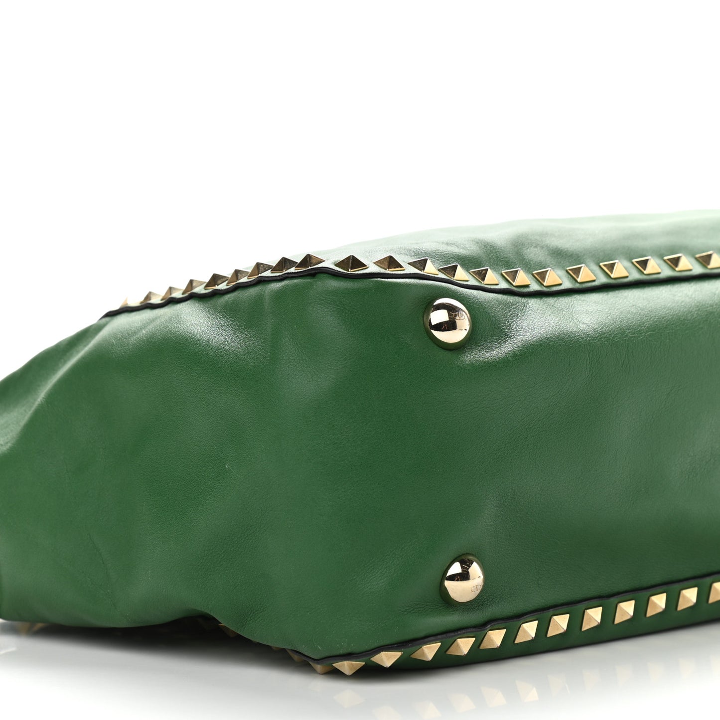 Vitello Rockstud Single Handle Flap Tote Pop Green