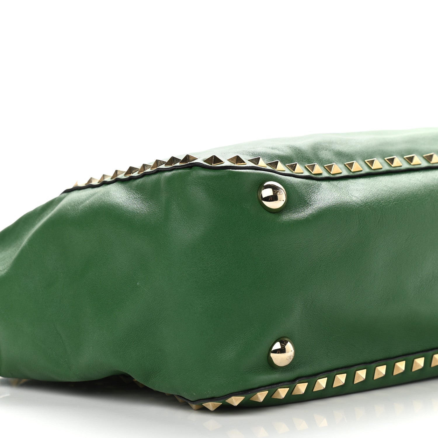 Valentino Garavani Vitello Rockstud Single Handle Flap Tote Pop Green 7 of 9