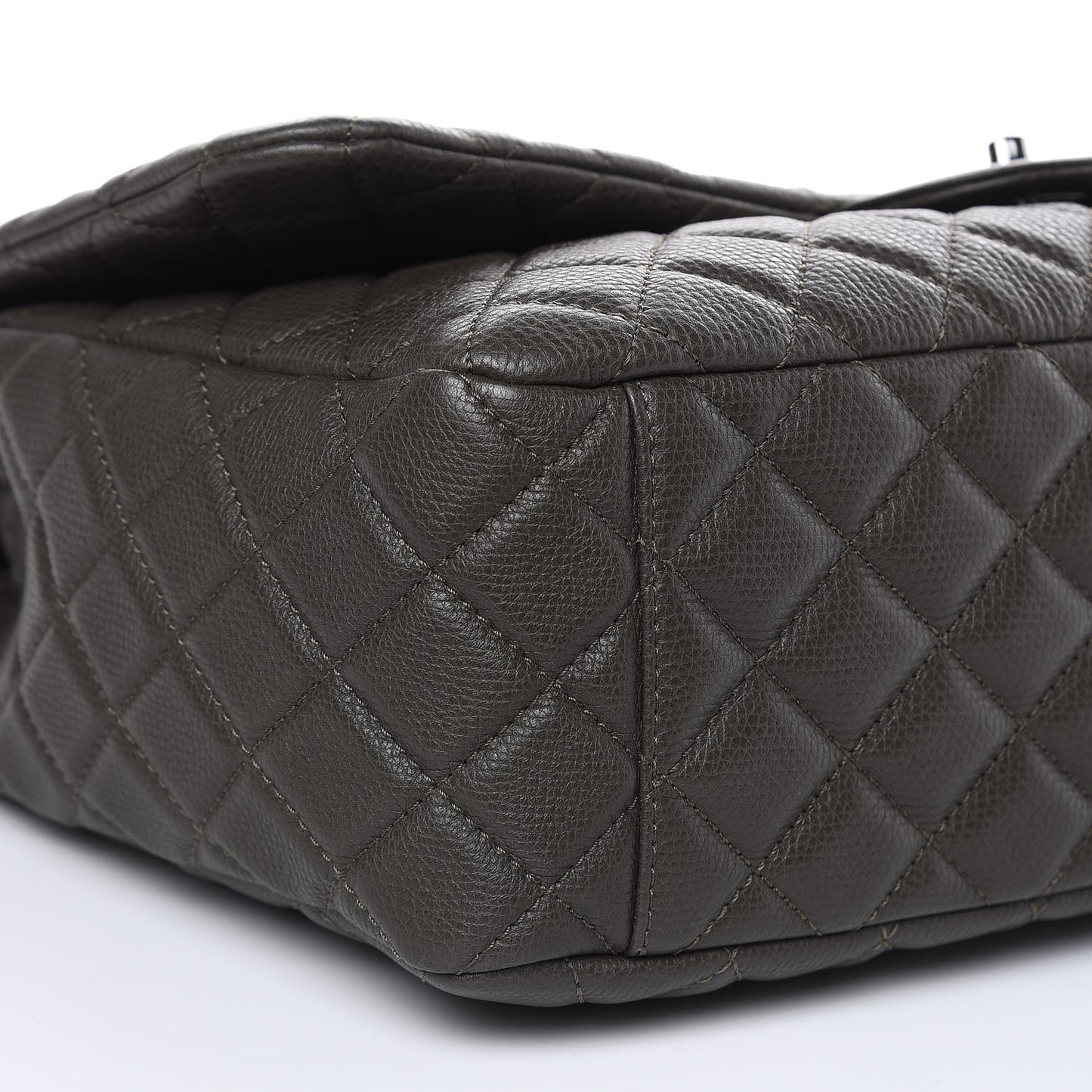Calfskin Quilted Small XXL Travel Flap Bag Khaki