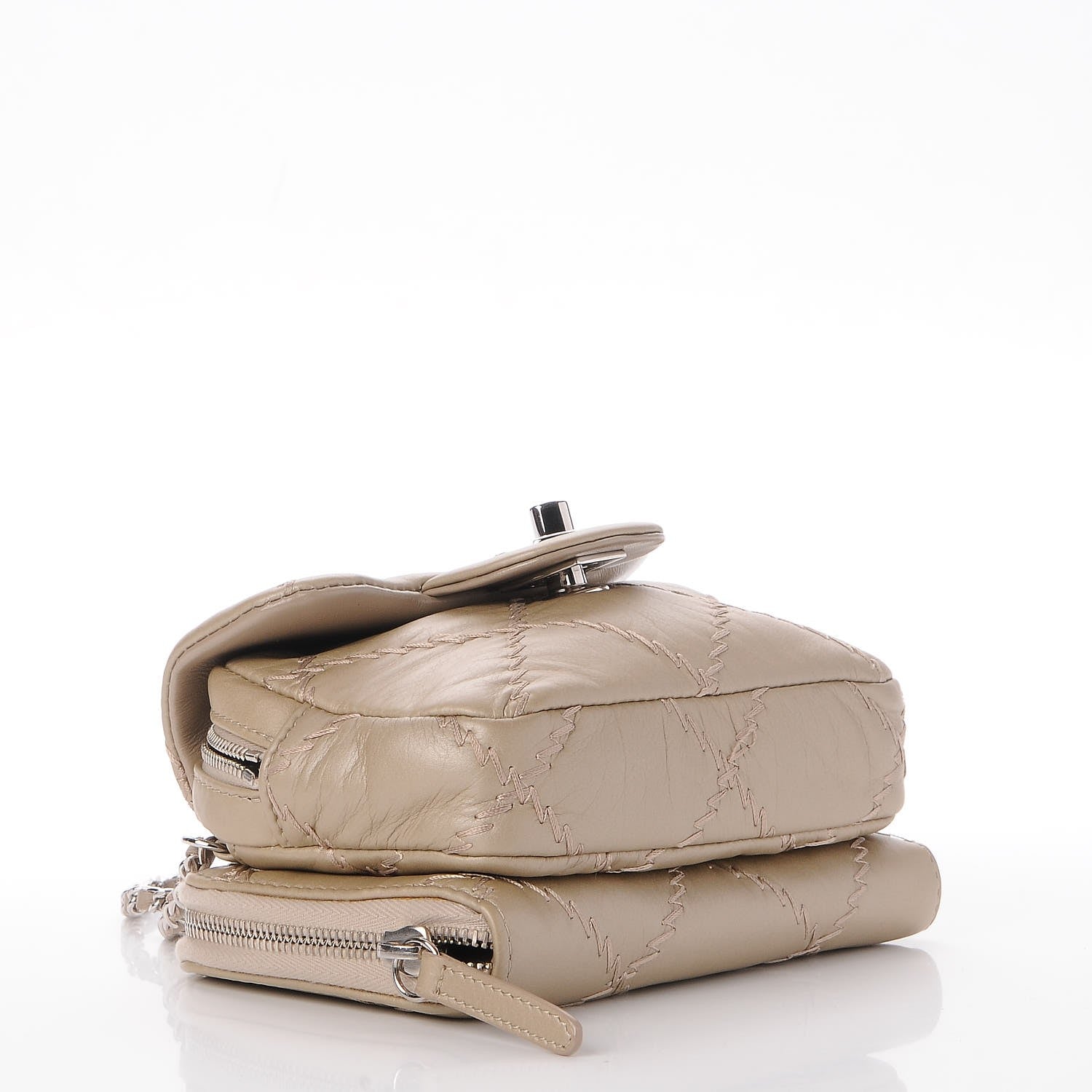 Chanel Metallic Lambskin Stitched New Mini Flap Beige 4 of 9